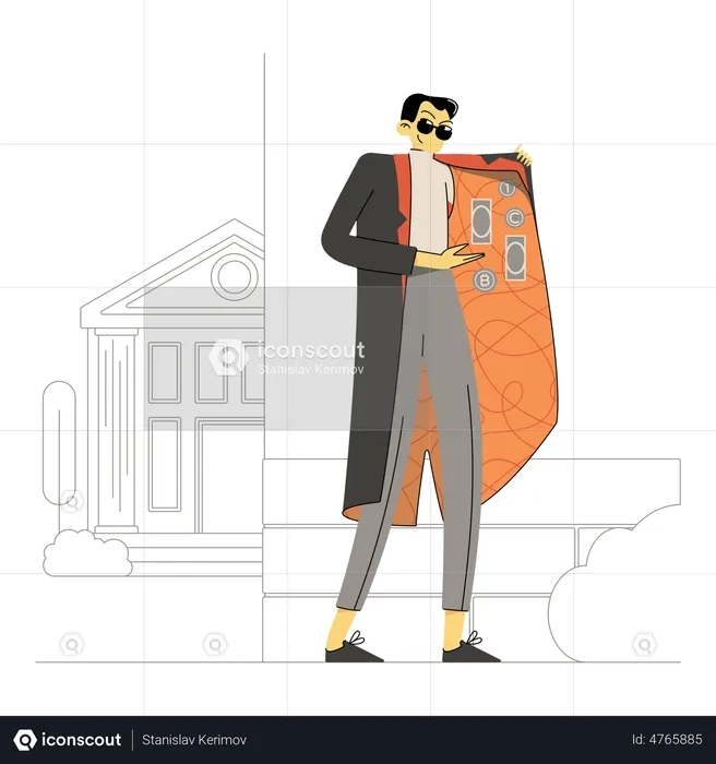 Man selling on black market  Illustration