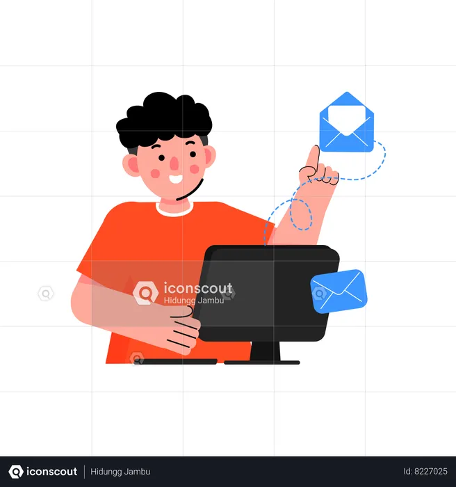Man send marketing mail from customer  Illustration