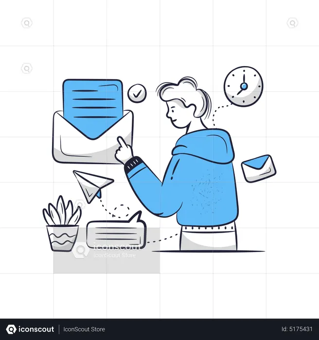 Man Sending Email  Illustration