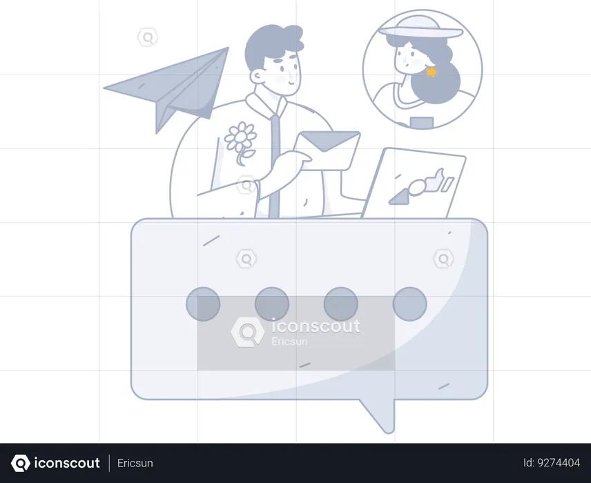 Man sending email  Illustration