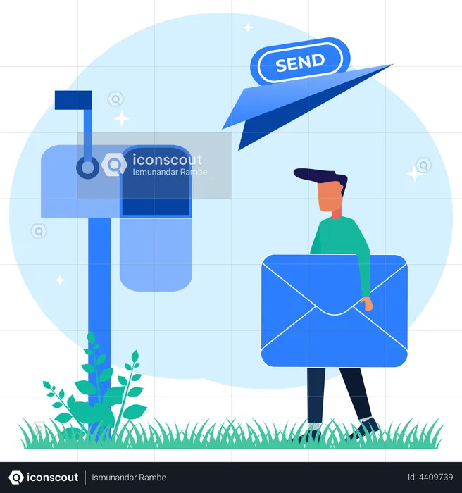 Man Sending Email Letter  Illustration