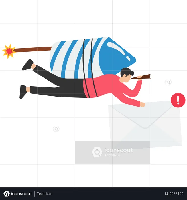 Man Sending email to communicate with client  Illustration