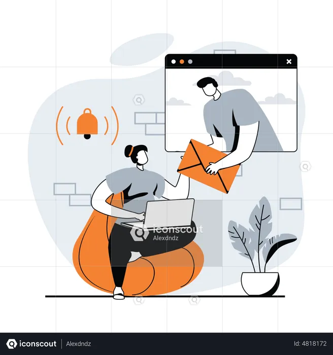 Man Sending Email To Woman  Illustration