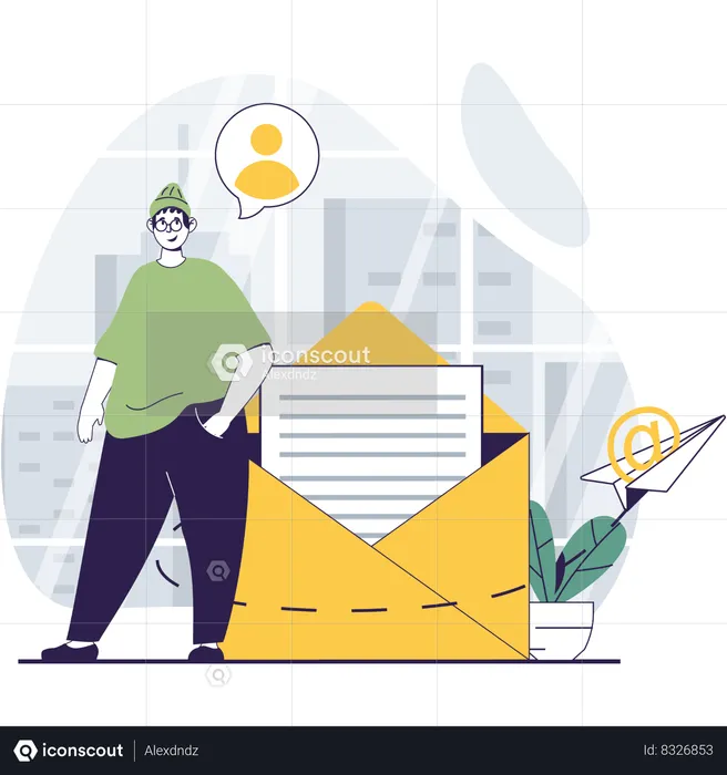 Man sending mail  Illustration