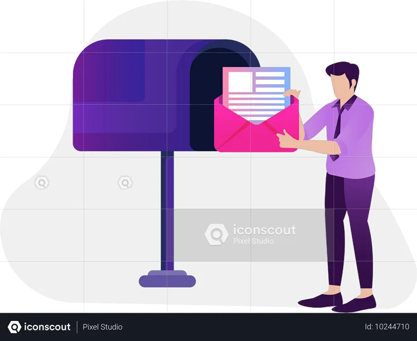 Man sending mail in mailbox  Illustration