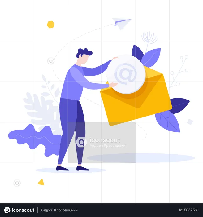 Man sending marketing mail  Illustration