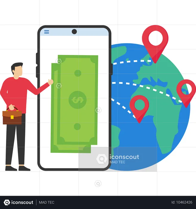 Man sending money online  Illustration