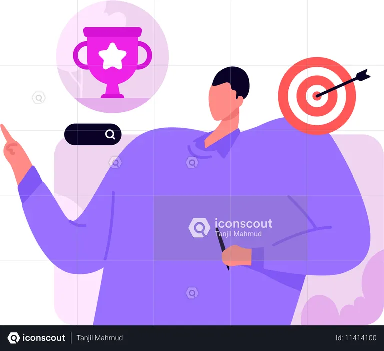 Man Setting Achievement Goal  Illustration