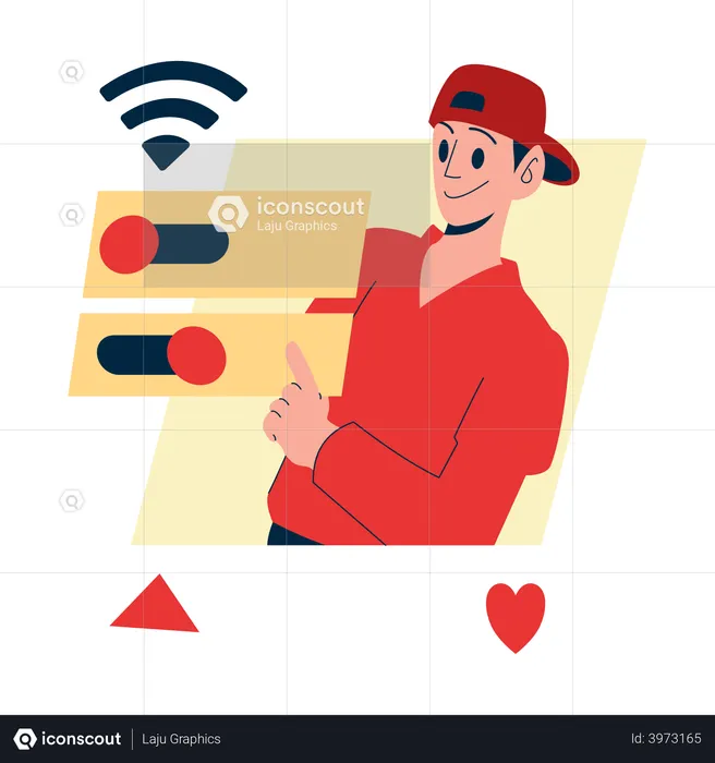 Man setting availability on dating app  Illustration