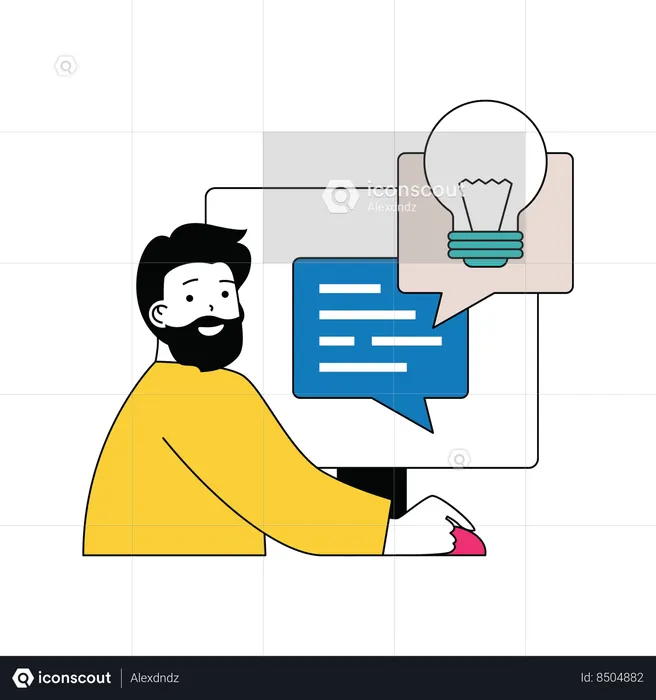 Man sharing business idea online  Illustration