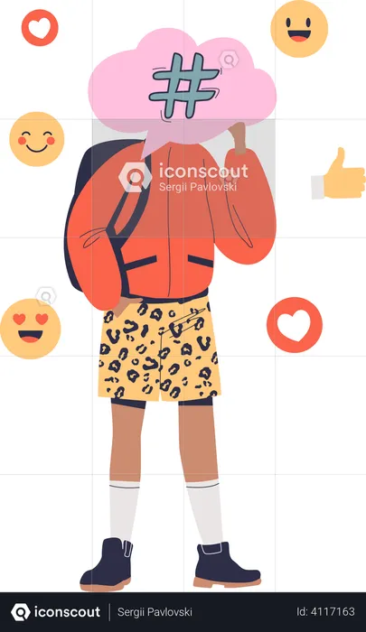 Man sharing emotions on social media  Illustration