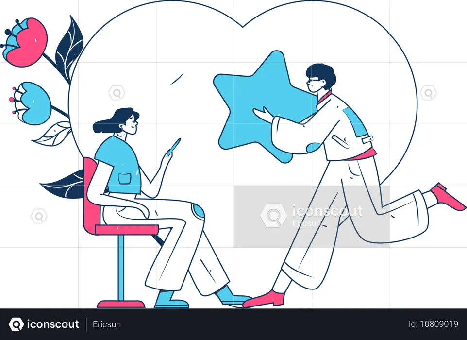 Man sharing love feeling to woman  Illustration