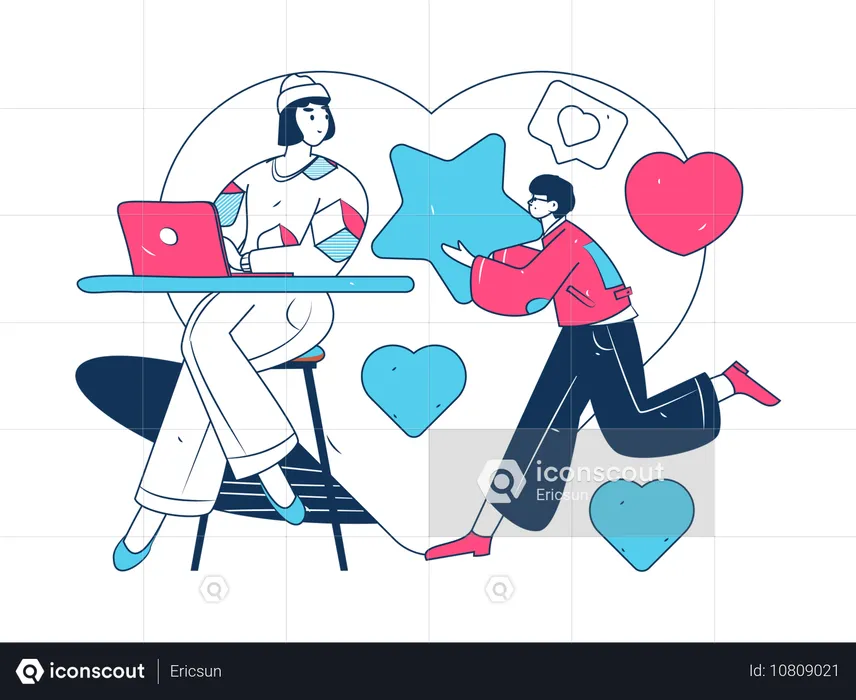 Man sharing love feeling to woman  Illustration