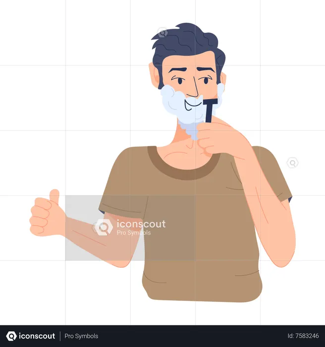 Man shaving his face  Illustration