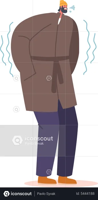 Man shivering in cold weather  Illustration