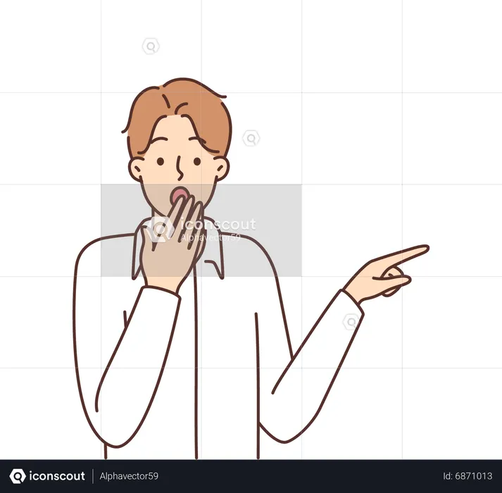 Man shocked and pointing left  Illustration