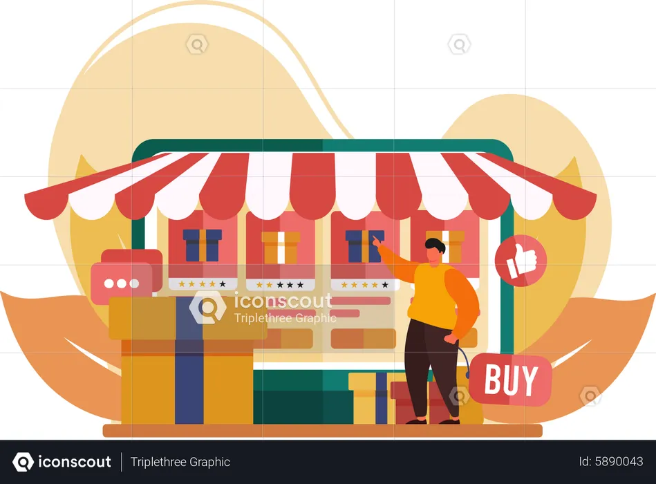 Man shop from online marketplace  Illustration