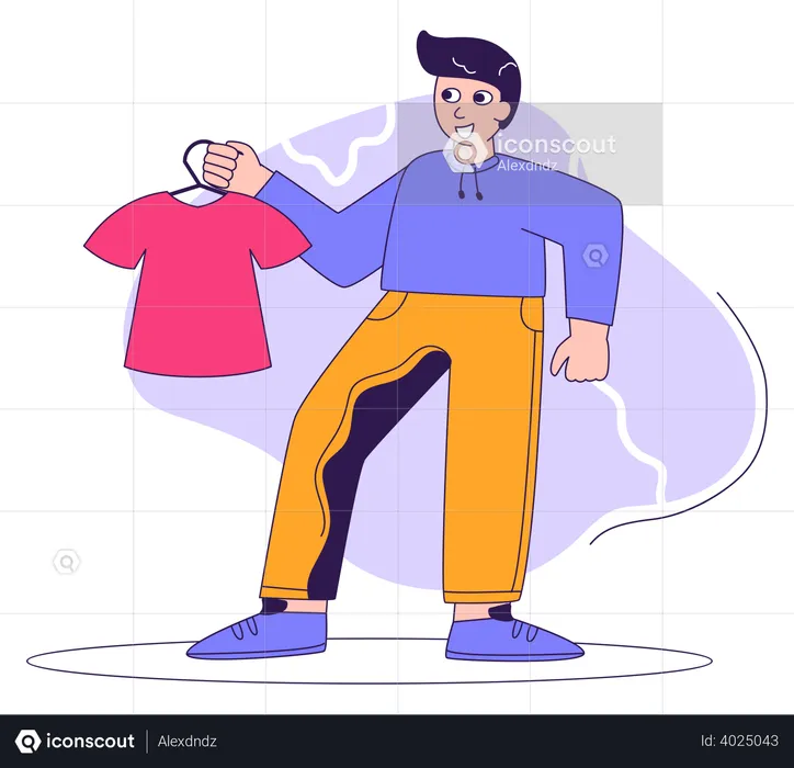 Man shopping for t-shirt  Illustration