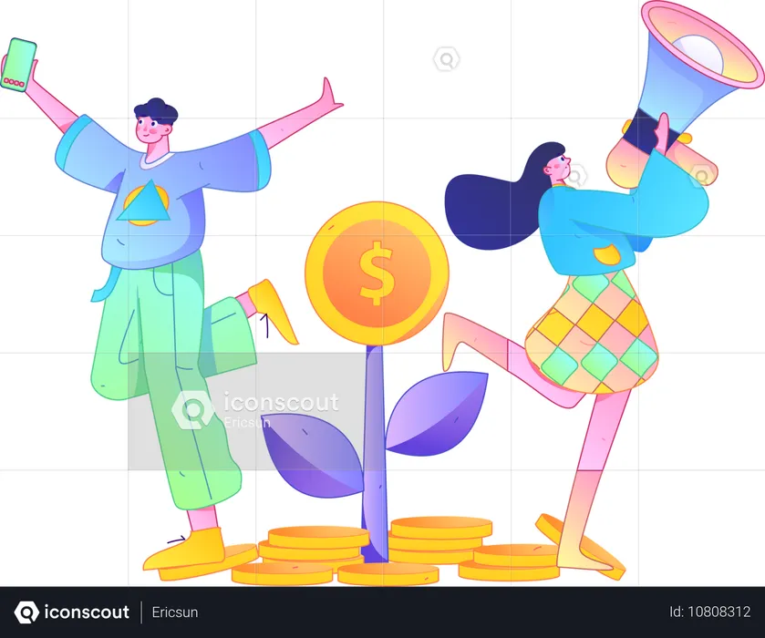 Man shopping from holiday sales  Illustration