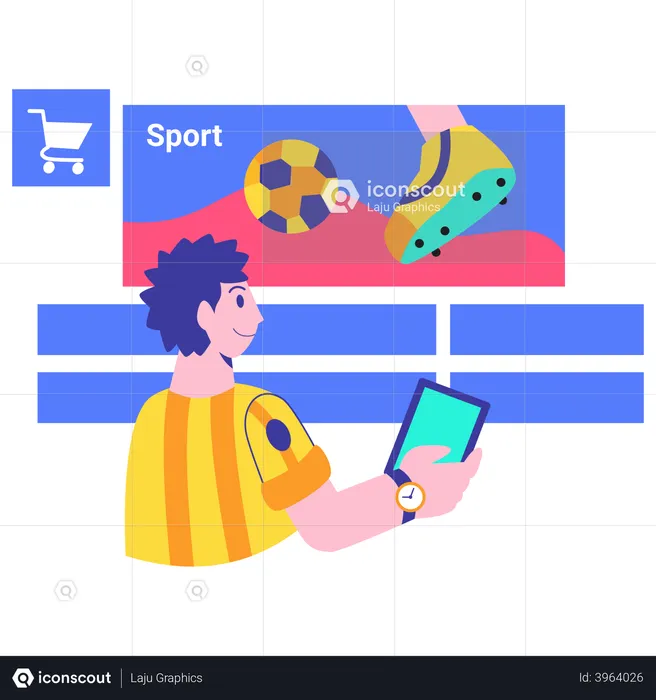 Man shopping from sports category  Illustration