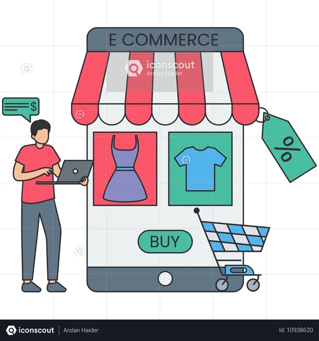 Man shopping on ecommerce store  Illustration