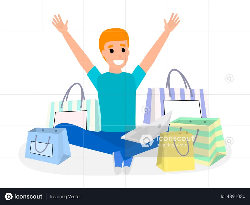 Man Shopping Online  Illustration