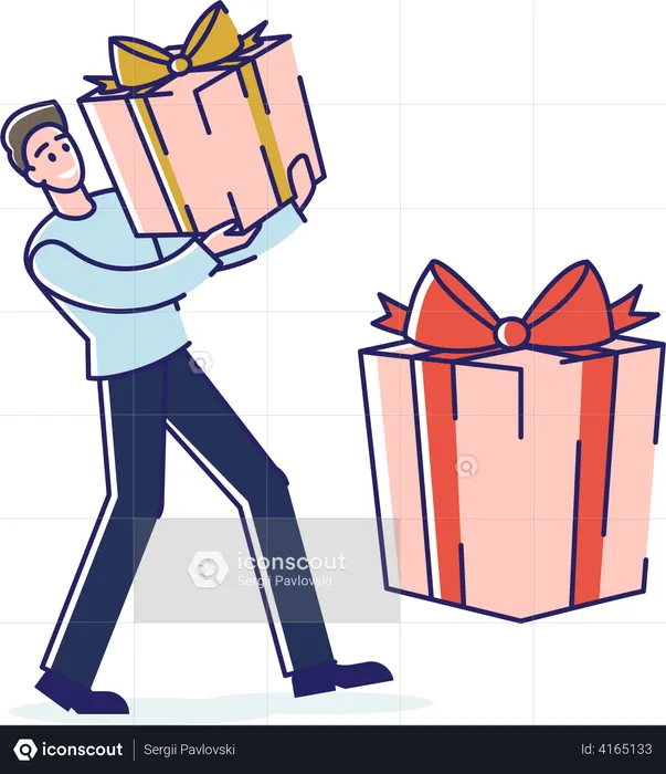 Man shopping online for gift  Illustration