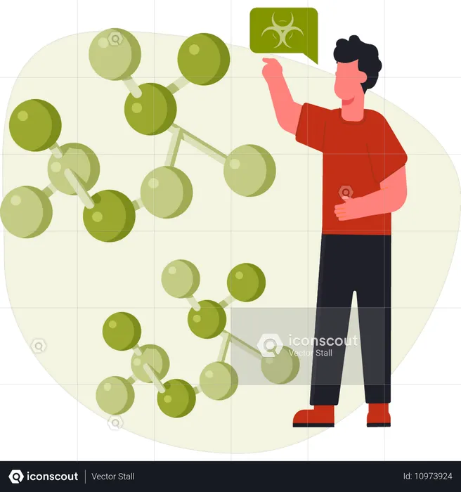 Man showing atom molecule network  Illustration