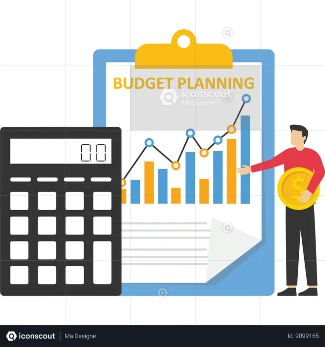 Man showing budget analysis report  Illustration