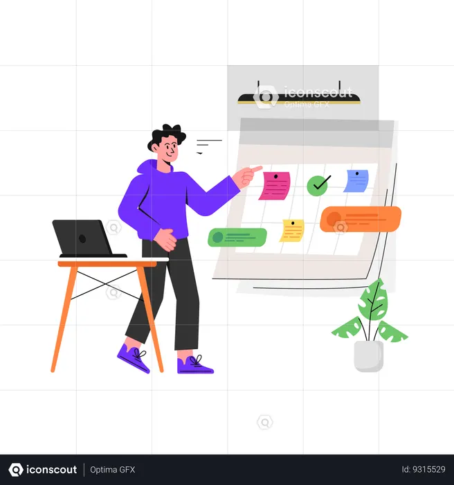 Man showing Business Calendar  Illustration