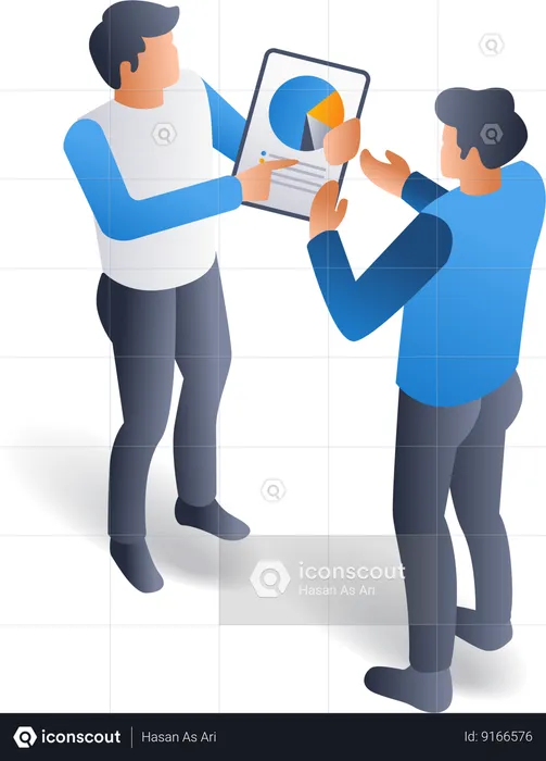 Man showing business development analysis  Illustration