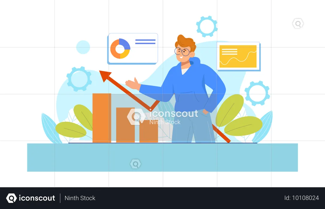 Man showing business growth  Illustration