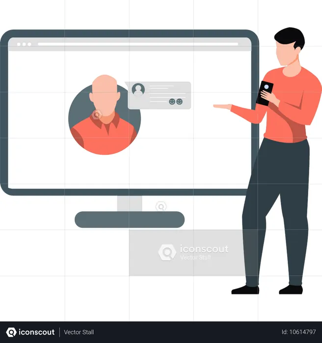 Man showing business profile  Illustration