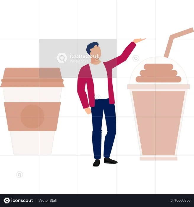 Man showing coffee jar  Illustration