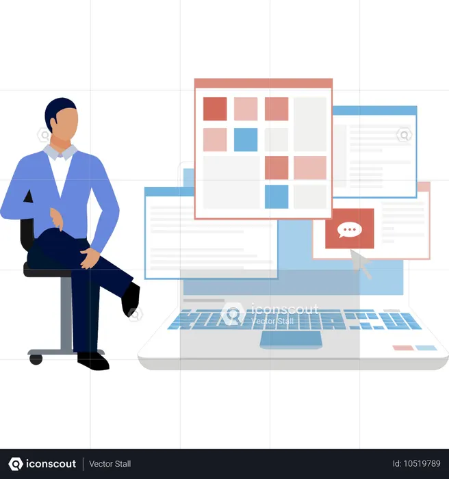 Man showing computer web address  Illustration