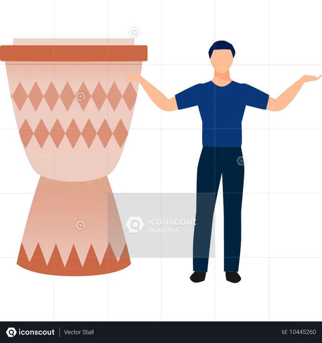 Man showing conga drum  Illustration