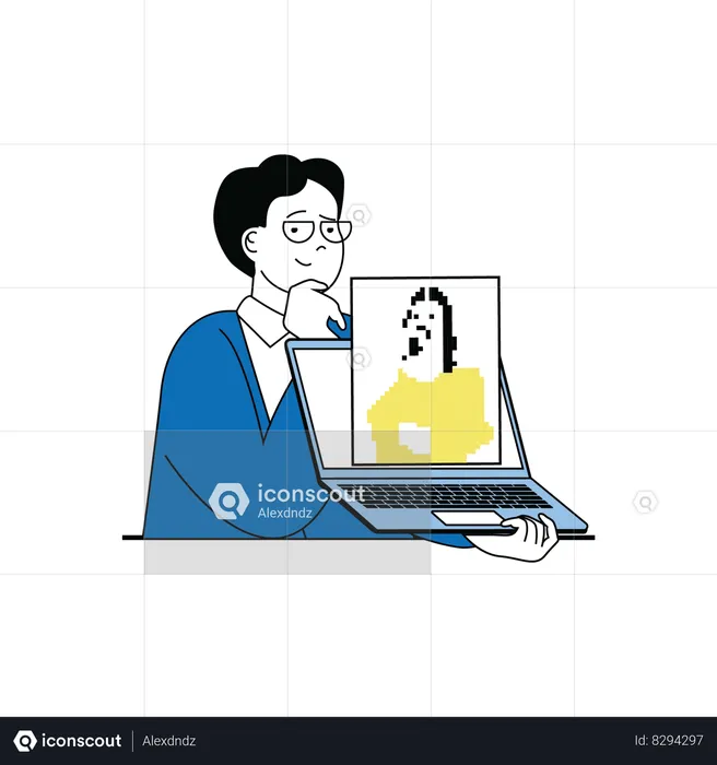 Man showing digital profile  Illustration