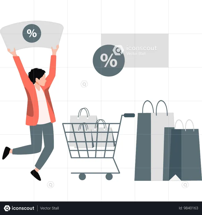 Man showing discount offer  Illustration