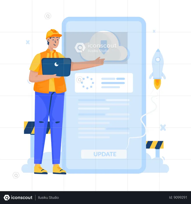 Man showing Download updates  Illustration