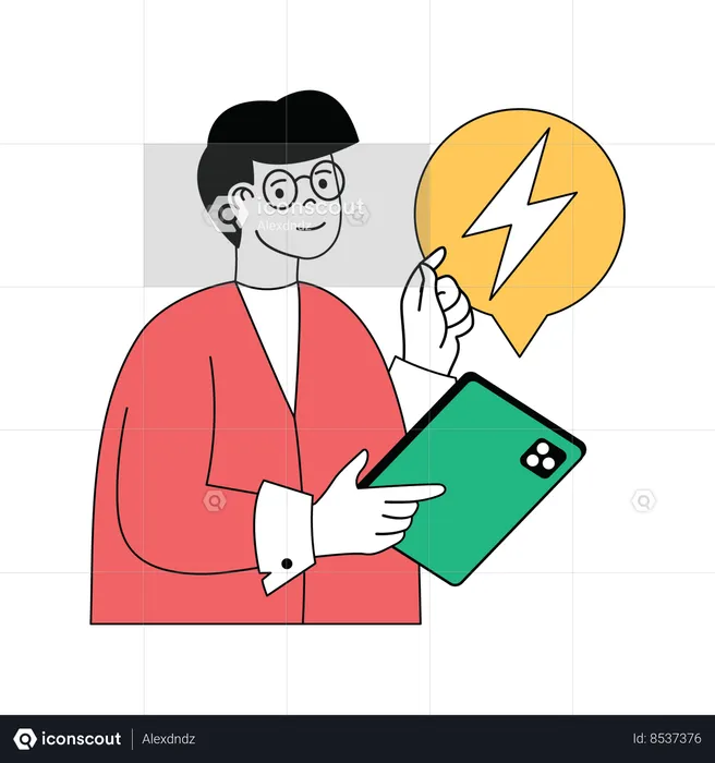 Man showing electric power  Illustration