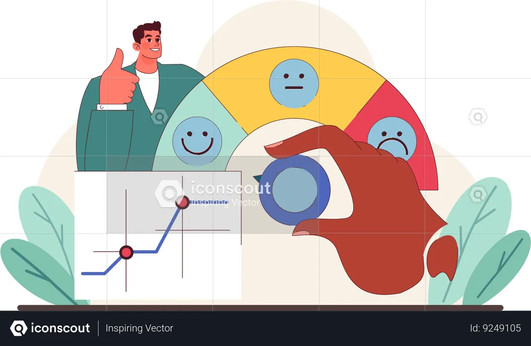 Man showing emotion intelligent analysis  Illustration