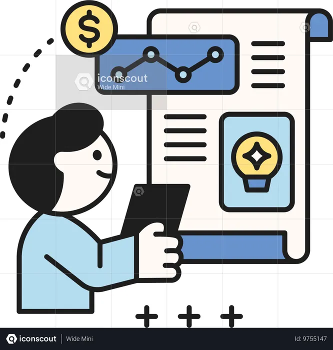 Man showing financial receipt  Illustration