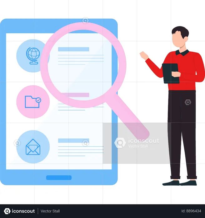 Man showing folder on tablet  Illustration