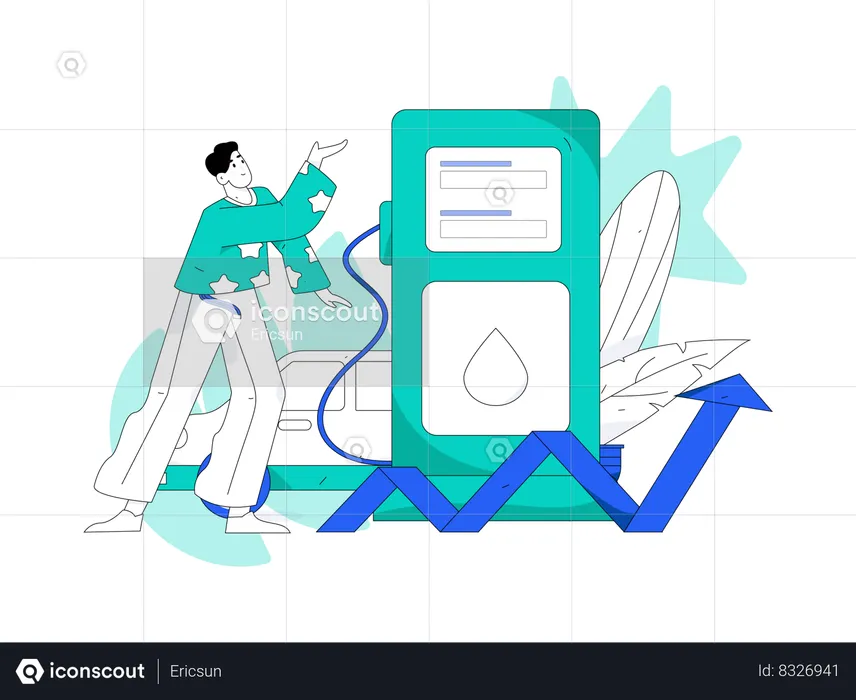 Man showing fuel pump  Illustration