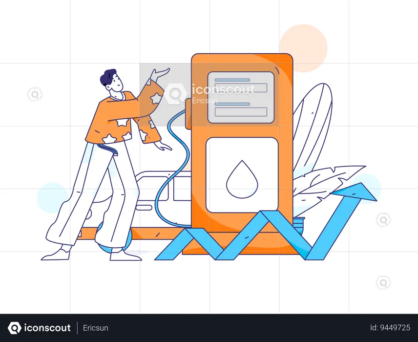 Man showing fuel pump  Illustration