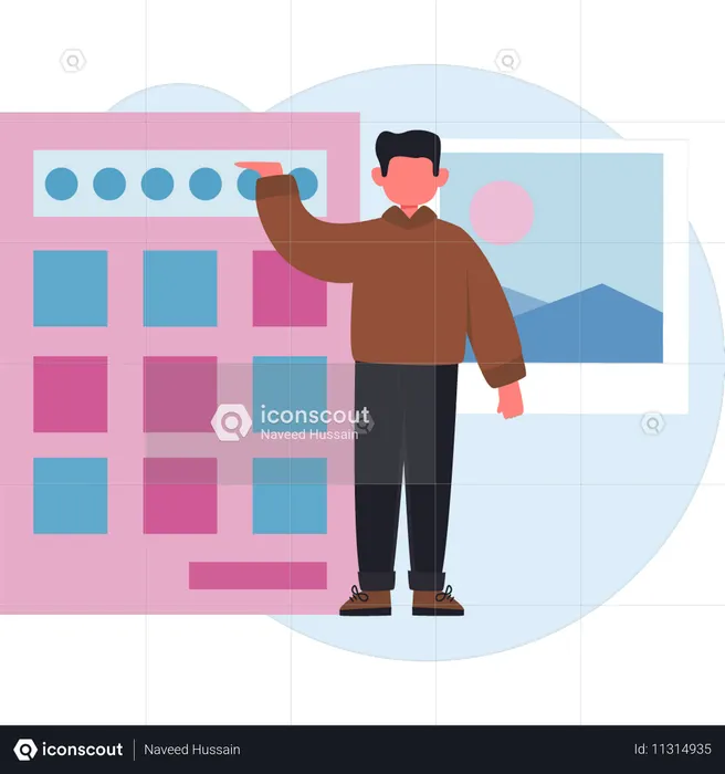 Man showing gallery image  Illustration