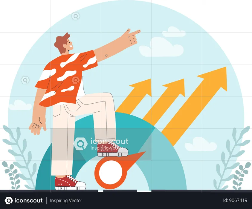 Man showing growth chart  Illustration