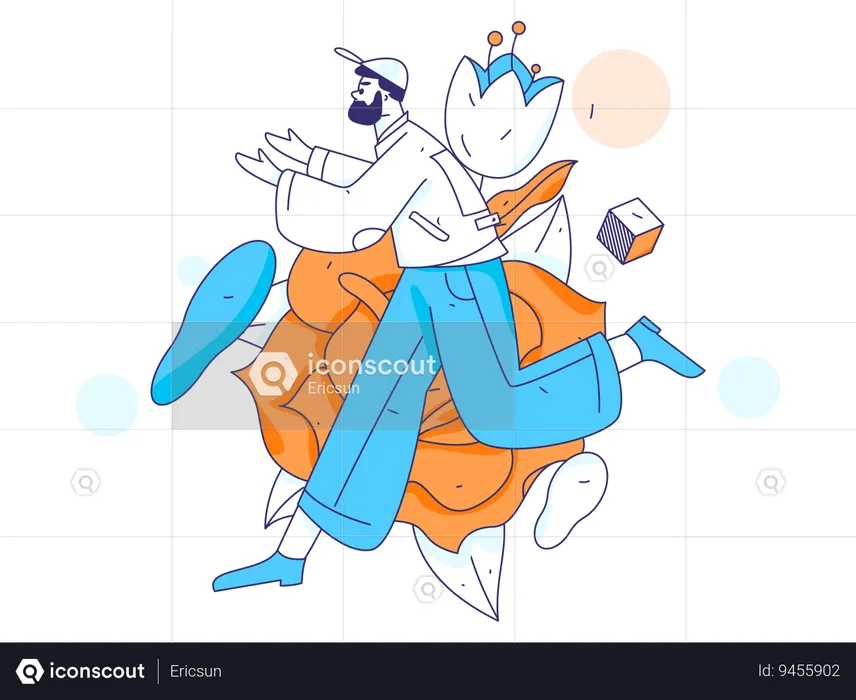 Man showing hands while running  Illustration