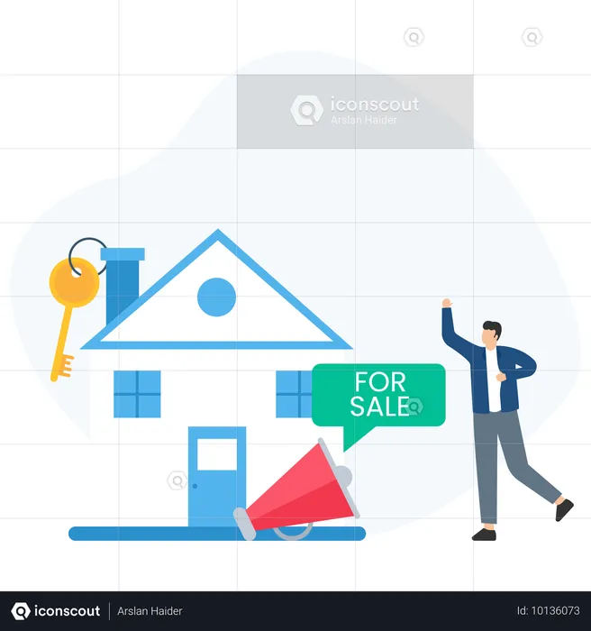 Man showing House Promotion  Illustration