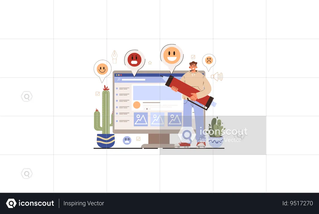Man showing How to attract audience to your blog  Illustration